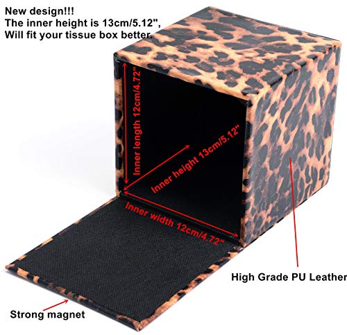 S Forever Home Decor Cube Tissue Box Holders PU Leather Square Tissue Box Cover (Leopard) - Image 4