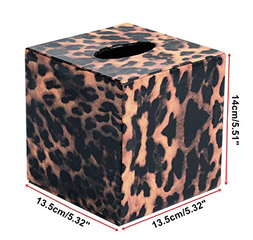 S Forever Home Decor Cube Tissue Box Holders PU Leather Square Tissue Box Cover (Leopard) - Image 3