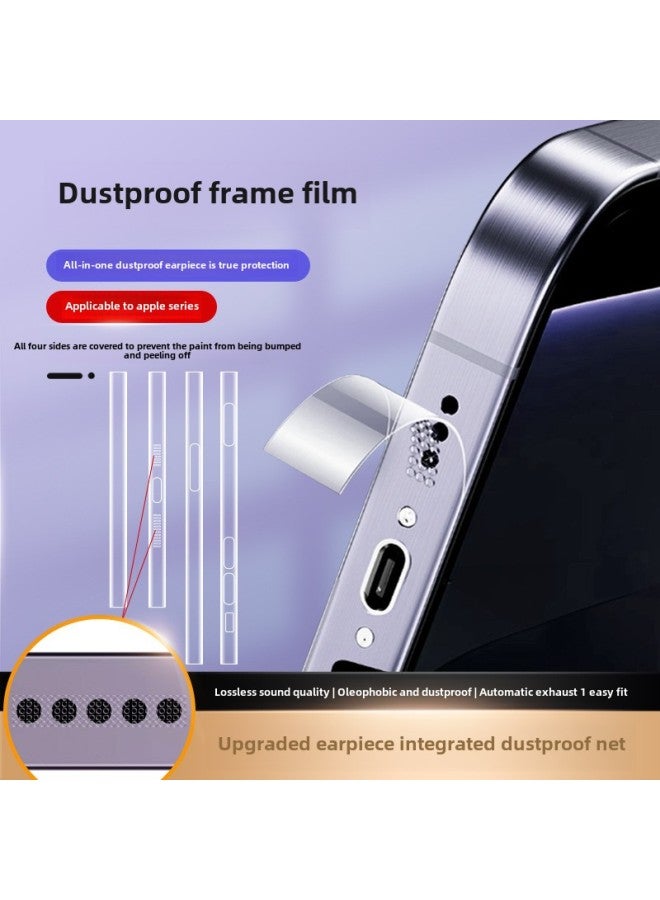 Suitable For Apple 16proMax Earpiece Dust-proof Frame Film IPhone15plus Mobile Phone Side All-inclusive Hydraulic Film-Color:Frosted Dustproof Four Peripheral Frame Hydrogel Film-Size:Apple 14plus Dustproof Frame Film  - Image 2