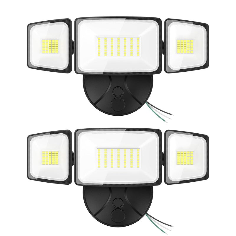 Onforu 2 Pack 75W Flood Lights Outdoor, 7000LM LED Flood Lighting Outdoor Switch Controlled, IP65 Waterproof Exterior Floodlight Fixture with 3 Adjustable Heads, 6500K Security Light for Garage Yard - Image 1