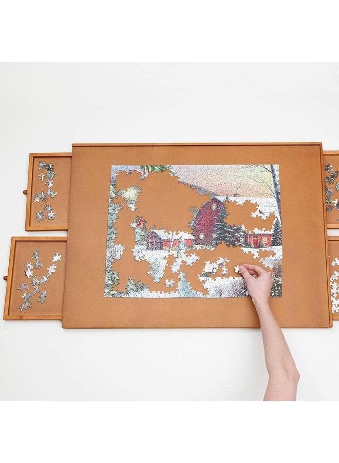 Bits and Pieces - 1500 Piece Puzzle Board with Drawers - Jumbo Wooden Puzzle Plateau â€“ Portable Puzzle Table 26"x 34" - Tabletop Deluxe Jigsaw Puzzle Organizer and Puzzle Storage System â€“ Gift for Mom - Image 2