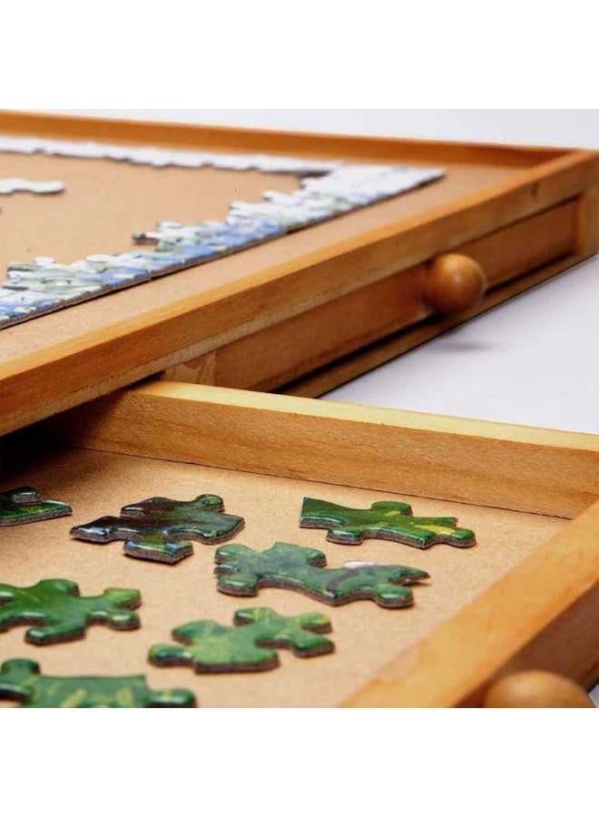 Bits and Pieces - 1500 Piece Puzzle Board with Drawers - Jumbo Wooden Puzzle Plateau â€“ Portable Puzzle Table 26"x 34" - Tabletop Deluxe Jigsaw Puzzle Organizer and Puzzle Storage System â€“ Gift for Mom - Image 4