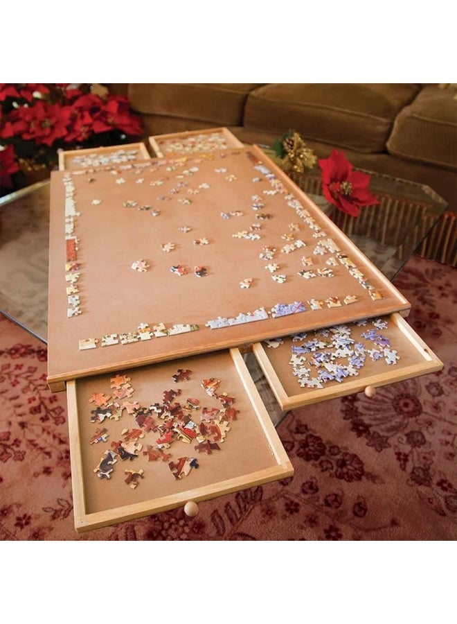 Bits and Pieces - 1500 Piece Puzzle Board with Drawers - Jumbo Wooden Puzzle Plateau â€“ Portable Puzzle Table 26"x 34" - Tabletop Deluxe Jigsaw Puzzle Organizer and Puzzle Storage System â€“ Gift for Mom - Image 5