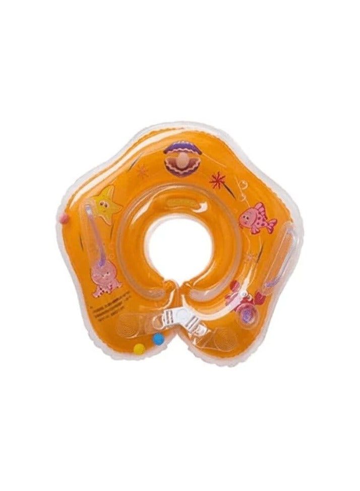 Inflatable Baby Neck Ring for Infant in Swimming Pool, Baby Bath Safety Aids (Orange) - Image 1