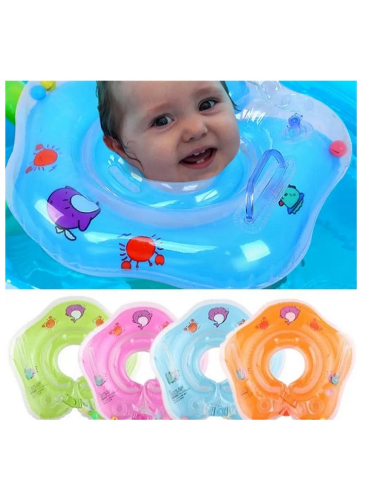 Inflatable Baby Neck Ring for Infant in Swimming Pool, Baby Bath Safety Aids (Orange) - Image 2