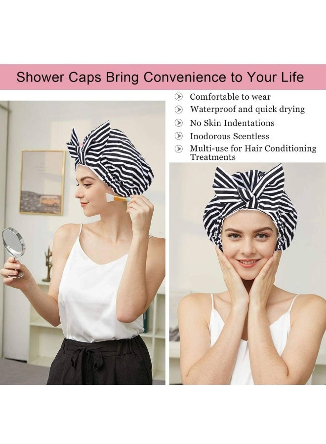 Shower Cap for Women Reusable Waterproof Hair Caps with Adjustable Bowknot, Ideal for Beauty Bathing, Hair Spa, and Travel Use  - Image 4