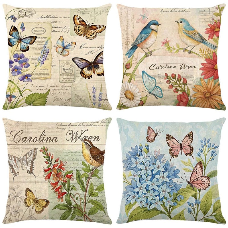 wyooxoo Spring Pillow Covers 18x18 Set of 4 Farmhouse Pillow Covers Outdoor Decorative Throw Cushion Case for Sofa Couch Living Room - Image 2