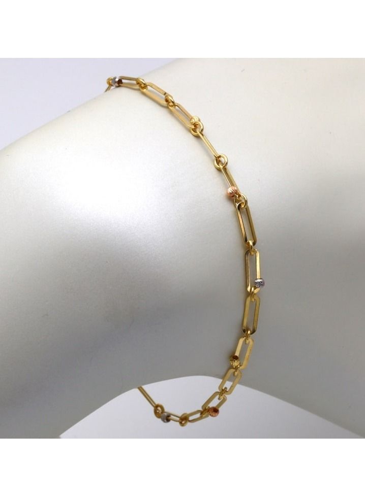 Gold Zone Real Gold 3 Color Paper Clip Beads Ball Adjustable Size Bracelet 1339-VI BR1492 - Image 5
