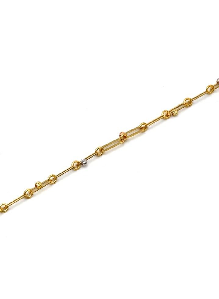 Gold Zone Real Gold 3 Color Paper Clip Beads Ball Adjustable Size Bracelet 1339-VI BR1492 - Image 4