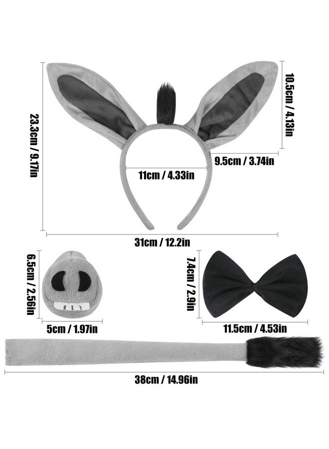 EVERMARKET 4 Pieces Donkey Costume Set Donkey Ears Headband Donkey Nose Tail and Bow Tie Animal Fancy Dress Donkey Costume Kit Party Accessories for Halloween,Birthday,Christmas,Cosplay Dress Up Party - Image 2