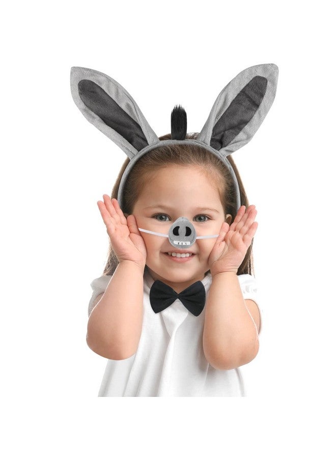 EVERMARKET 4 Pieces Donkey Costume Set Donkey Ears Headband Donkey Nose Tail and Bow Tie Animal Fancy Dress Donkey Costume Kit Party Accessories for Halloween,Birthday,Christmas,Cosplay Dress Up Party - Image 5