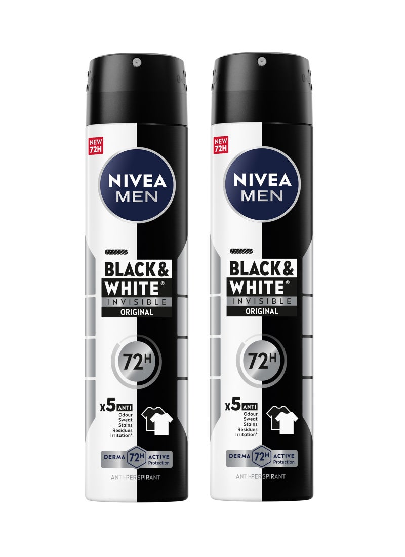 Nivea Antiperspirant Spray Black And  White Invisible Original Pack of 2 - Image 2