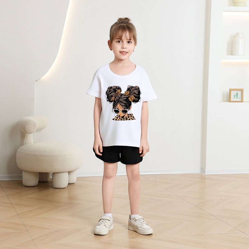 Children'S T-Shirt For Girls, Short-Sleeved Cotton, 2026 New Style, Stylish Cartoon Print Top For Girls, Korean Style Children'S Clothing Trend - Image 5