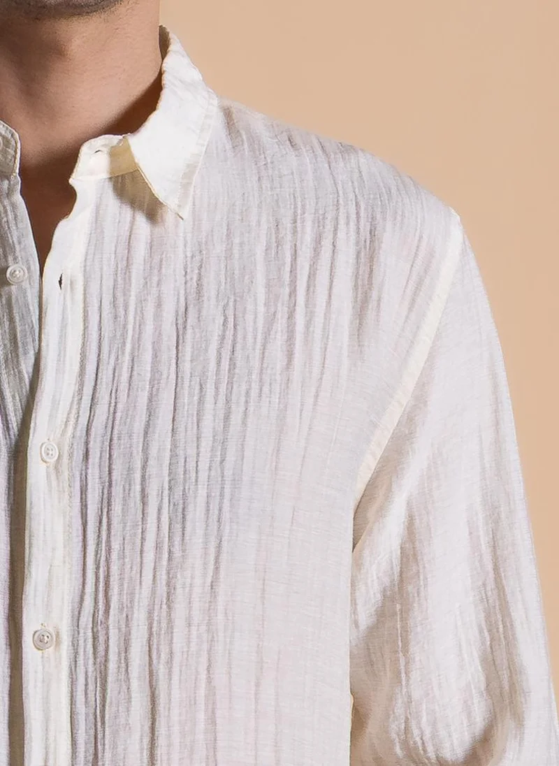 SHAPES Beige LIGHTWEIGHT TEXTURED SHIRT for Men | Best Price UAE