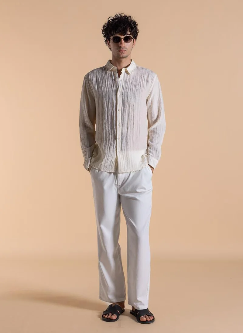 SHAPES Beige LIGHTWEIGHT TEXTURED SHIRT for Men | Best Price UAE