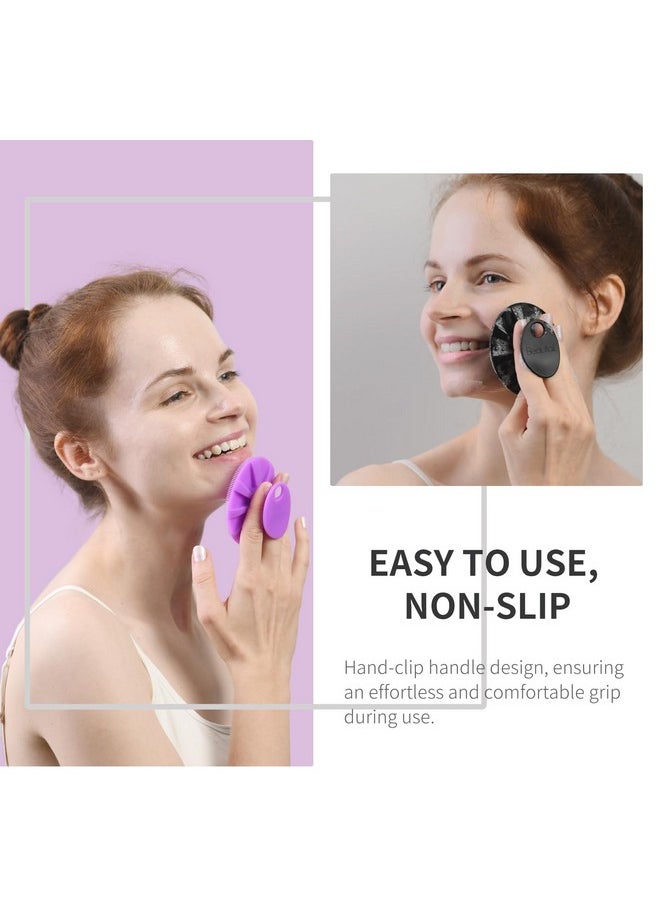Secura Silicone Face Scrubber 2 Packmanual Facial Cleansing Brushgentle Face Exfoliator For Sensitive Skinskin Care Exfoliating Face Brush For Men And Womenblack+Purple  - Image 4