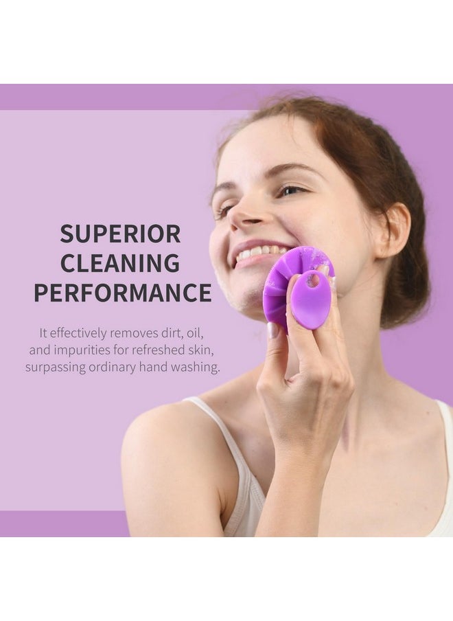 Secura Silicone Face Scrubber 2 Packmanual Facial Cleansing Brushgentle Face Exfoliator For Sensitive Skinskin Care Exfoliating Face Brush For Men And Womenblack+Purple  - Image 2
