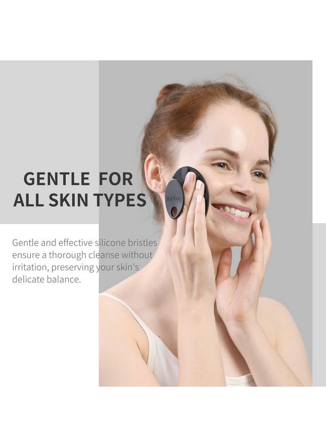 Secura Silicone Face Scrubber 2 Packmanual Facial Cleansing Brushgentle Face Exfoliator For Sensitive Skinskin Care Exfoliating Face Brush For Men And Womenblack+Purple  - Image 3