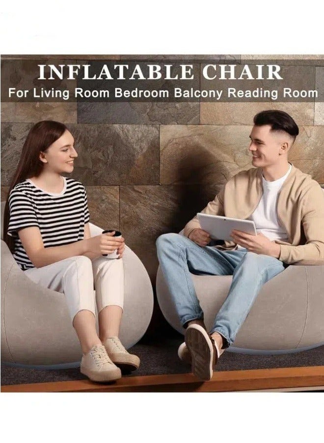 1/2 قطعة كرسي أريكة قابل للنفخ مع مضخة كهربائية قابلة للطي وقابلة للحمل وأريكة كسولة للقراءة وغرفة المعيشة وغرفة النوم والتخييم (أزرق داكن) - Image 5