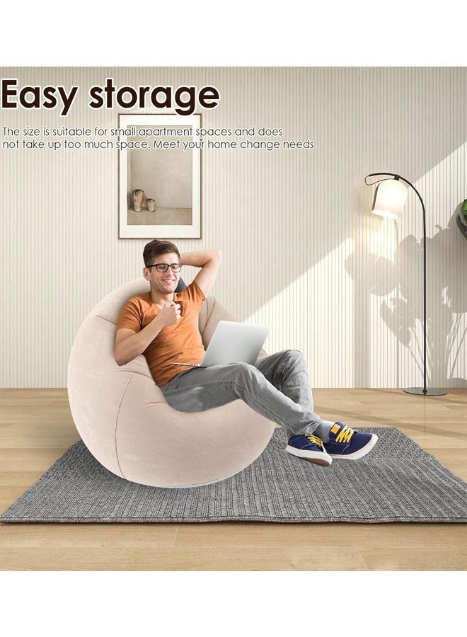 1/2 قطعة كرسي أريكة قابل للنفخ مع مضخة كهربائية قابلة للطي وقابلة للحمل وأريكة كسولة للقراءة وغرفة المعيشة وغرفة النوم والتخييم (أزرق داكن) - Image 3