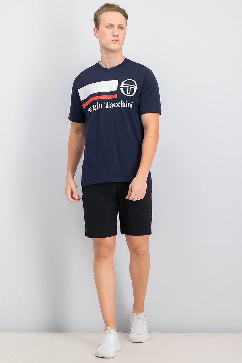 Sergio Tacchini تي شيرت جرافيك للرجال فالكاد، أزرق Navy وأبيض - Image 4