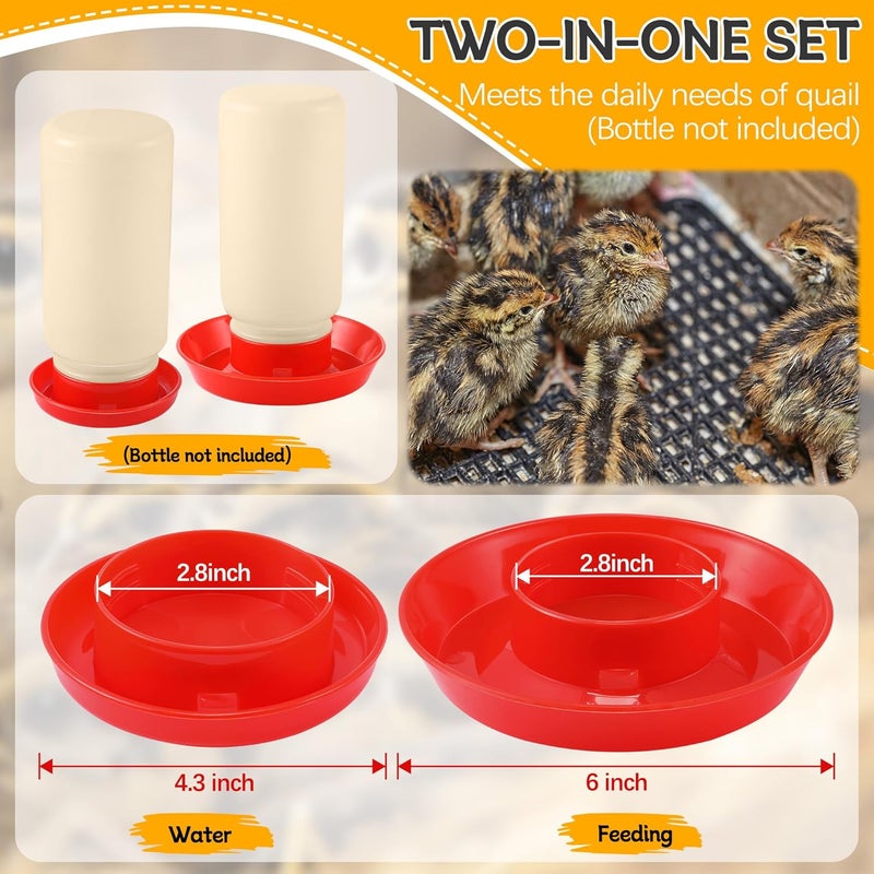 Enhon 2 Sizes Quail Waterer Base, Quail & Chick No Drown Water Base, Safety Waterer and Feeder, Compatible with Bottles with A 2.5inch Outer Diameter and Threaded Neck for Brooding - Image 2