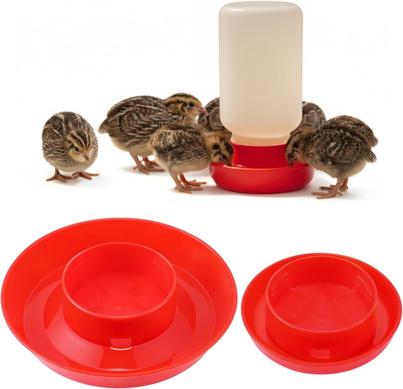 Enhon 2 Sizes Quail Waterer Base, Quail & Chick No Drown Water Base, Safety Waterer and Feeder, Compatible with Bottles with A 2.5inch Outer Diameter and Threaded Neck for Brooding - Image 1