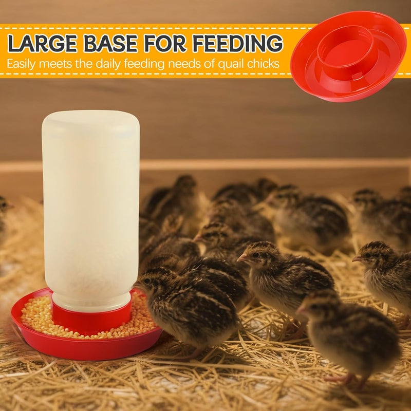 Enhon 2 Sizes Quail Waterer Base, Quail & Chick No Drown Water Base, Safety Waterer and Feeder, Compatible with Bottles with A 2.5inch Outer Diameter and Threaded Neck for Brooding - Image 4