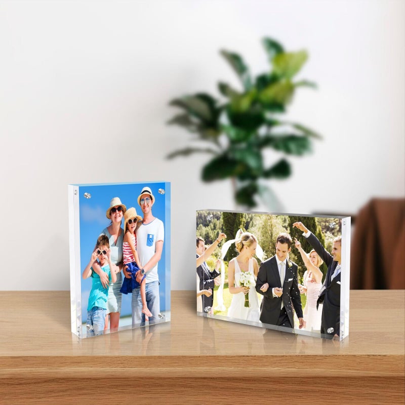 laapee 5x7 Inches Acrylic Picture Frames 3 Pack  Double Sided Magnetic Photo Frames Free Standing on Desk or Table Clear Picture Frames - Image 2