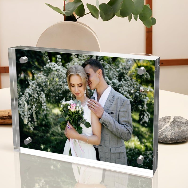 laapee 5x7 Inches Acrylic Picture Frames 3 Pack  Double Sided Magnetic Photo Frames Free Standing on Desk or Table Clear Picture Frames - Image 5