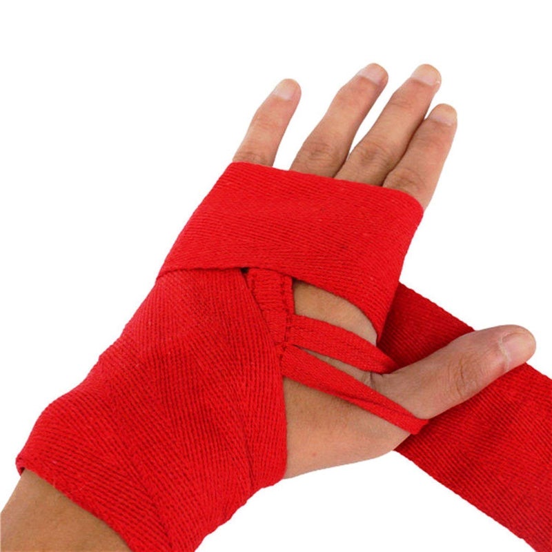 TIMA Semi-Elastic Hand Wraps for MMA & Boxing (Pair) (Red) - Image 3