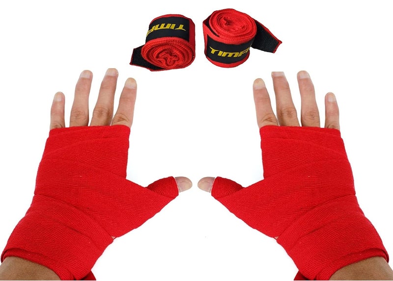 TIMA Semi-Elastic Hand Wraps for MMA & Boxing (Pair) (Red) - Image 1