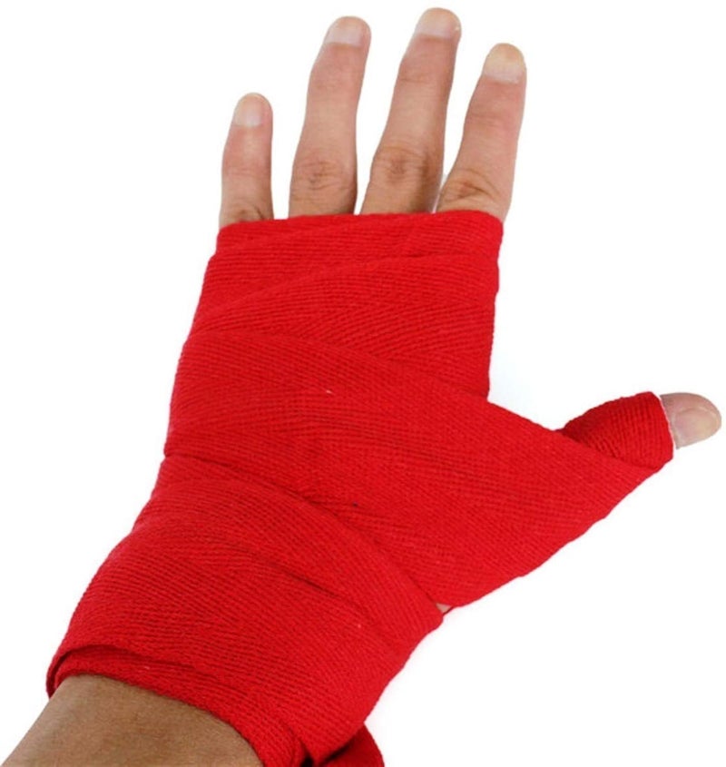 TIMA Semi-Elastic Hand Wraps for MMA & Boxing (Pair) (Red) - Image 2