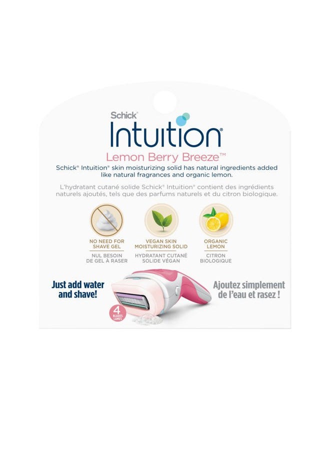 Schick Intuition Refill, Lemon Berry Breeze Razors for Women | Intuition Razor Blades Refill with Organic Lemon, 6 Count Razor Refills