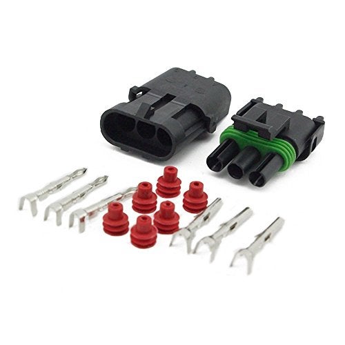 MUYI 10 Kit 3 Pin Way Waterproof Electrical Plugs 2.5mm Series Terminal Pins Weatherpack Connectors Automotive Replacement Kits with Spudger - Image 2