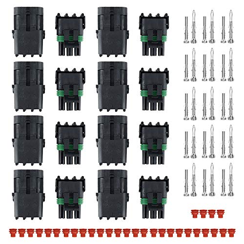 MUYI 10 Kit 3 Pin Way Waterproof Electrical Plugs 2.5mm Series Terminal Pins Weatherpack Connectors Automotive Replacement Kits with Spudger - Image 1