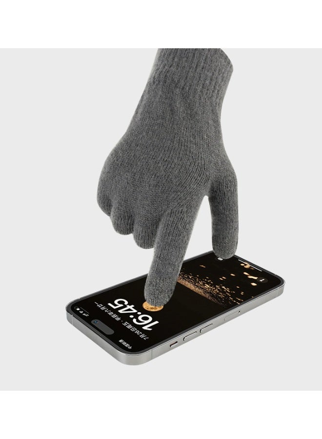 HALAMODO طقم قبعة شتوية ووشاح وقفازات 3 قطع، قبعة محبوكة ناعمة ودافئة وقفازات تعمل باللمس ووشاح محبوك طويل، هدايا شتوية للرجال - Image 5