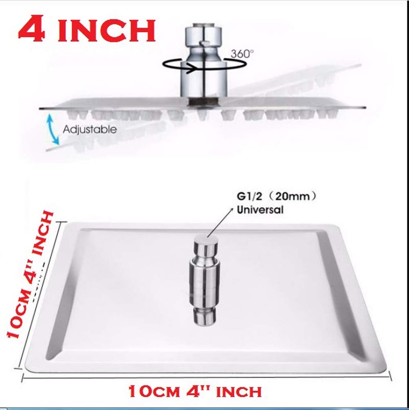MLD MLD SQH_03 ultra slim Stainless Steel 4X4 inchs 10 cm overhead rain shower for bathroom Square With 7 inch round long shower arm rod and flang Chrome Finish(Size 4 inch,Material-,Color Silver) - Image 2