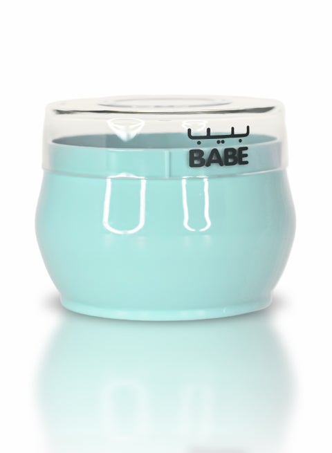 BABE - Baby Powder Puff with Storage Container, Portable, Refillable, Soft Polyester Applicator for Baby Powder (Turquoise)