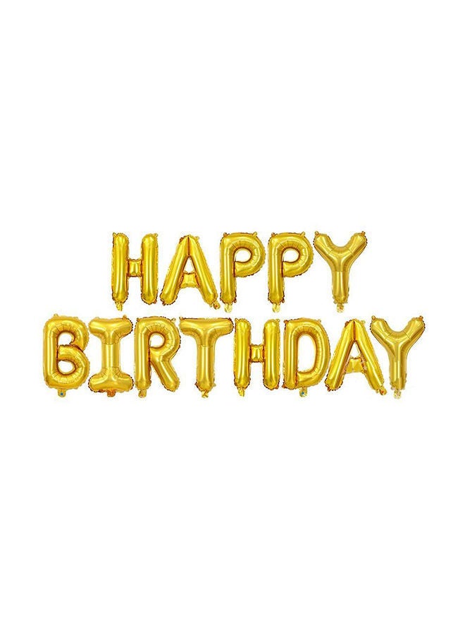 NIBEMINENT 13-Piece Shining Alphabet Happy Birthday Letter Hanging Foil Balloon Set 16inch