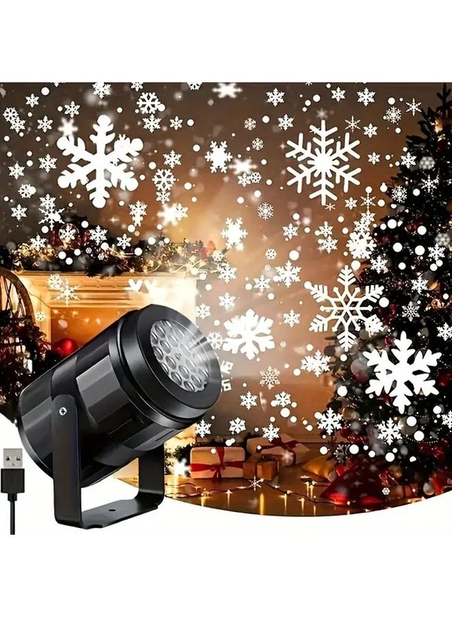 W886 White Snowflake Projector Light USB Powered Wall Ceiling Decoration - Image 1
