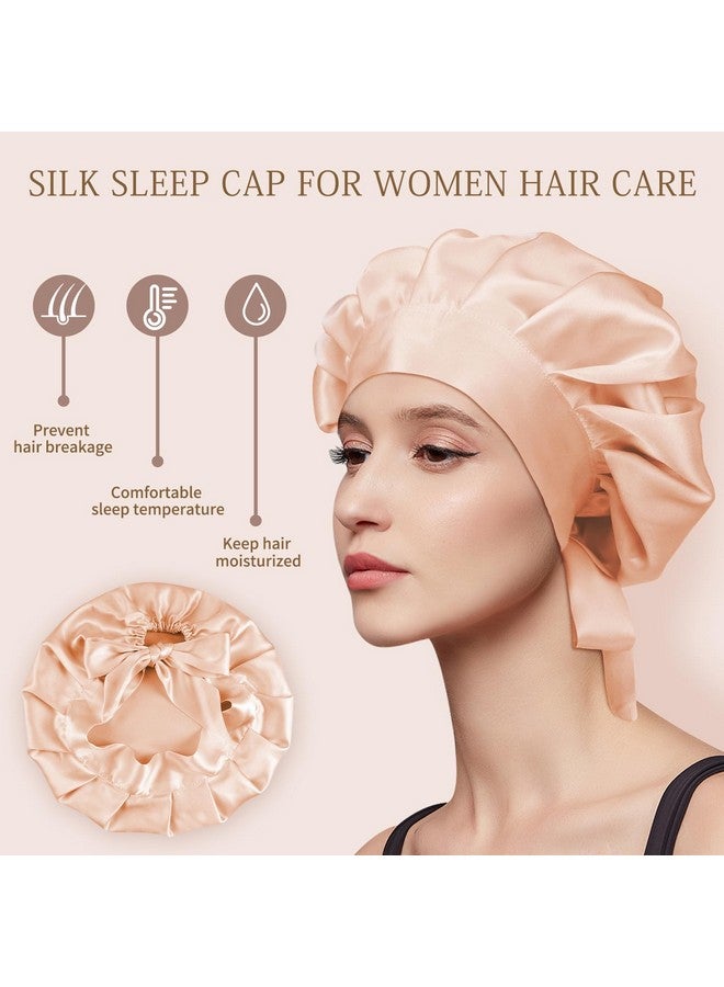 OLESILK 25 Momme 100% Mulberry Silk Bonnet For Sleeping Women Silk Hair Wrap For Sleeping Light Plum - Image 3