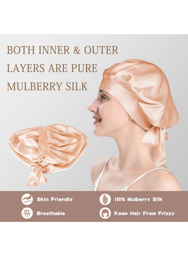 OLESILK 25 Momme 100% Mulberry Silk Bonnet For Sleeping Women Silk Hair Wrap For Sleeping Light Plum - Image 2