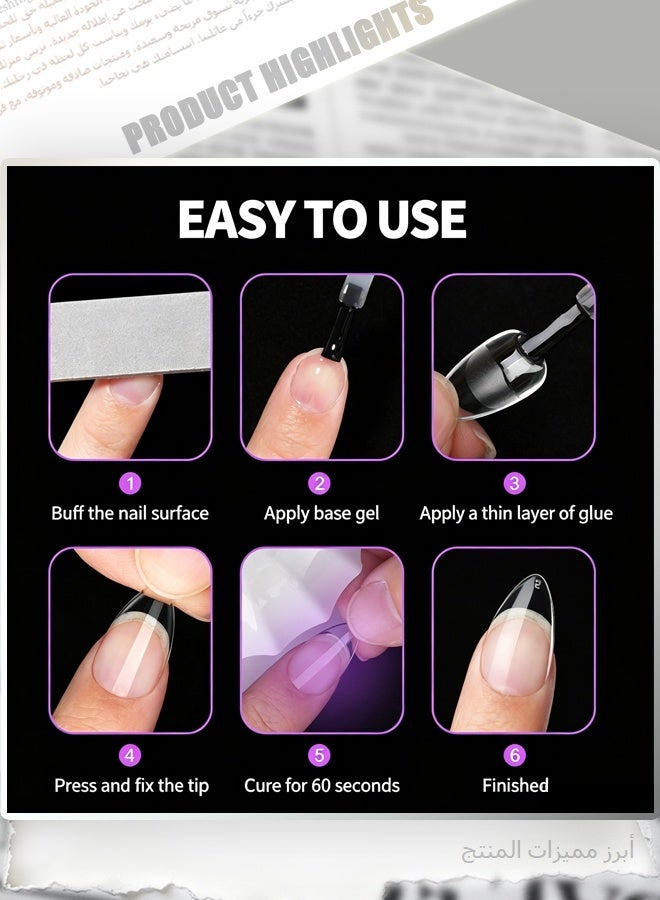 120 قطعة من أطراف الأظافر الجل المرنة (Soft Gel)، أظافر لاصقة تغطي الظفر بالكامل بتصميم شبه مطفي وقابل للانحناء بزاوية 180 درجة، أطراف أظافر صناعية شفافة ورقيقة للغاية متوفرة بـ 12 مقاساً لتركيب وتطويل الأظافر (أكريليك) بطريقة منزلية. - Image 3