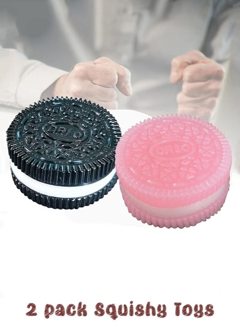 Jamal Squishy Biscuit Stress Relief Toy 2PCS Set Realistic Sandwich Design Pinch Decompression Fidget Toy for Adults Anxiety Relief Relaxation Desk Accessory Everyday Use - Image 1