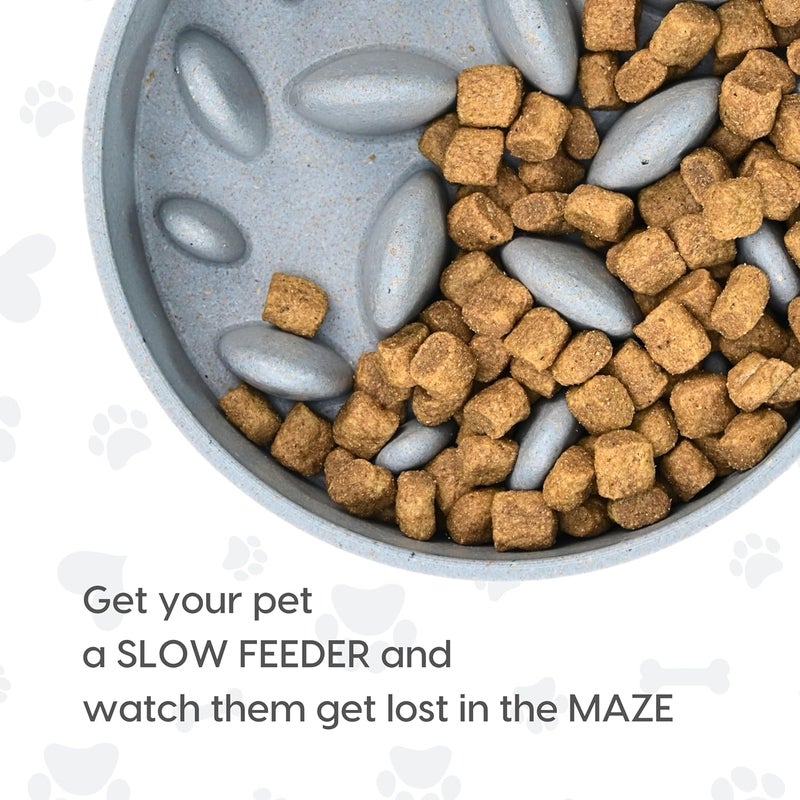 Eha Earth-Friendly Slow Feeder For Dogs|Dog Bowl Medium|800 Ml|Pet Bowl Made With Rice Husk And Bamboo Fibers|Dog Food Bowl|1 Unit|Azure,18 X18X5 Cm - Image 2