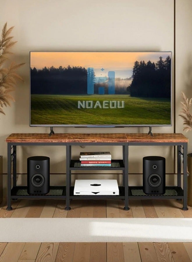 NOAEOU TV Stand for 55 Inch TV - Entertainment Center with Open Storage Shelves, Media Console Table with Soundbar Shelf for Living Room, Bedroom, Rustic Brown - Image 1