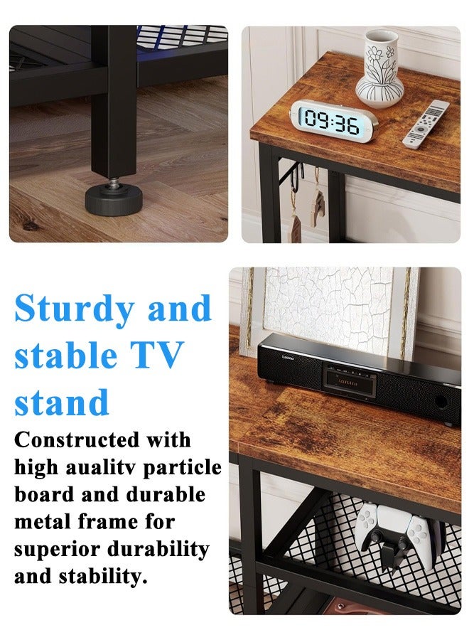 NOAEOU TV Stand for 55 Inch TV - Entertainment Center with Open Storage Shelves, Media Console Table with Soundbar Shelf for Living Room, Bedroom, Rustic Brown - Image 3