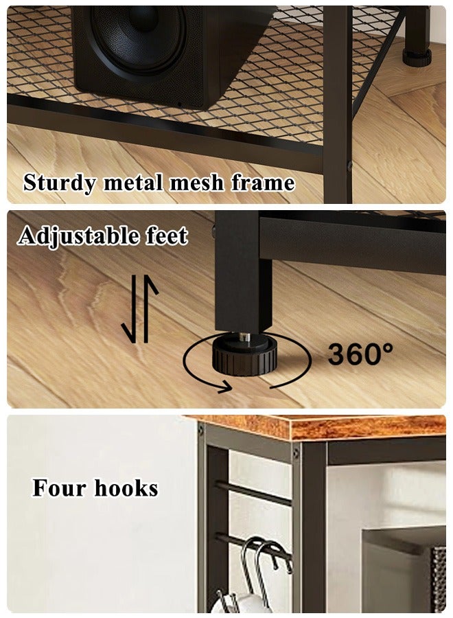 NOAEOU TV Stand for 55 Inch TV - Entertainment Center with Open Storage Shelves, Media Console Table with Soundbar Shelf for Living Room, Bedroom, Rustic Brown - Image 5