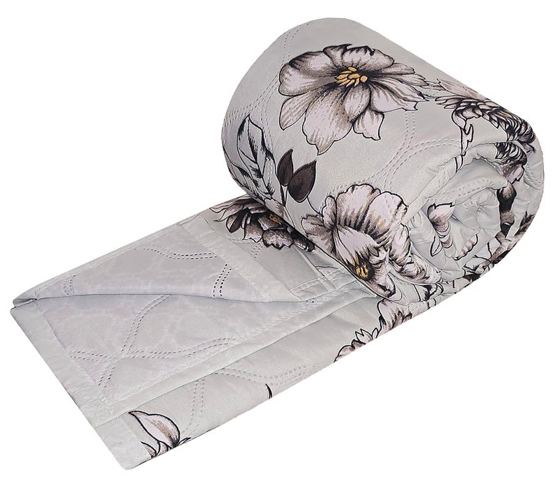 Fancy Walas Dohar Double Bed 100% Cotton Blankets for Summer | 90x100inch, 150GSM Ac Comforter and Cooling Blankets for Summer | Classic Printed Design | Grey & Brwon Color | Quilt | Ideal for Gifting - Image 1